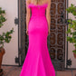 Sochi Gown - Hot Pink Feather Trim Evening Dress