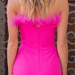 Sochi Gown - Hot Pink Feather Trim Evening Dress