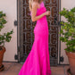Sochi Gown - Hot Pink Feather Trim Evening Dress