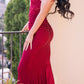 Rylie Gown - Burgundy - Stretch Fitted Dress With Lace Bodice