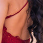 Rylie Gown - Burgundy - Stretch Fitted Dress With Lace Bodice