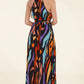 Multicolor Abstract Print Maxi Dress