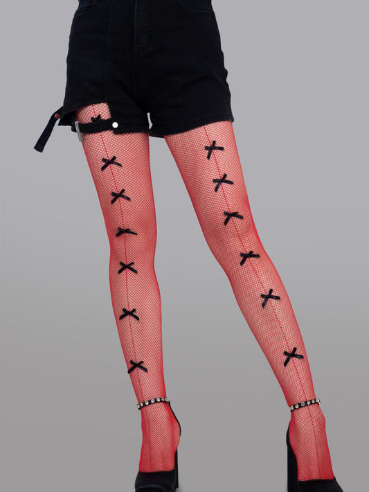 Bow Tie Fishnet Tights