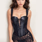 Lace Up Leather and Lace Lingerie Corset Dress