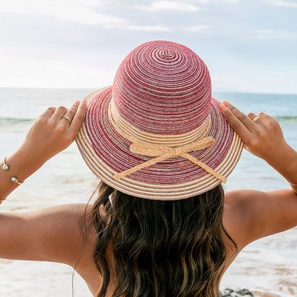 Multi-Stripe Bow Accent Sunhat