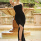 Cameron One Shoulder Gown - Black Bodycon Dress