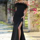 Sochi Gown - Black Feather Trim Evening Dress