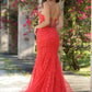 Reva Corset Gown - Red Floral Lace Dress