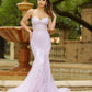 Reva Corset Gown - Lilac Floral Lace Dress