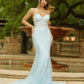 Reva Corset Gown - Light Blue Floral Lace Dress