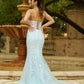 Reva Corset Gown - Light Blue Floral Lace Dress