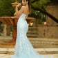 Reva Corset Gown - Light Blue Floral Lace Dress