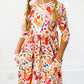 Little Red Hen 3/4 Sleeve Pocket Twirl Dress