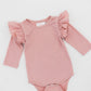 Vintage Pink L/S Flutter Bodysuit