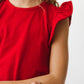 Red S/S Ruffle Tee