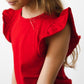 Red S/S Ruffle Tee