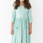Sage 3/4 Sleeve Pocket Twirl Dress