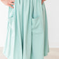 Sage 3/4 Sleeve Pocket Twirl Dress