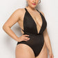Plus Size deep V-neckline One Piece Swimsuit