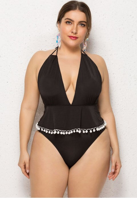 Black Skirted One Piece Swimsuit