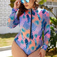 Long Sleeve Zip One-Piece Swimsuit