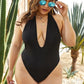 Halter Plunge Solid Backless Sexy One Piece