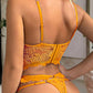 Yellow Pearls Small Flower Lace Lingerie Set