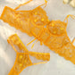 Yellow Pearls Small Flower Lace Lingerie Set