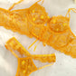 Yellow Pearls Small Flower Lace Lingerie Set
