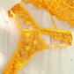 Yellow Pearls Small Flower Lace Lingerie Set