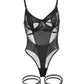 Black Stitching Hollow Halter Neck Sexy Backless Bodysuit