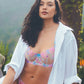 Blue Butterfly Bow Colorful Embroidered Flower Lingerie Set