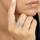 Sterling Silver Mini Aquamarine Elongated Cushion Ring