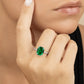 Sterling Silver Mini Emerald Elongated Cushion Ring