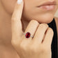 Sterling Silver Mini Garnet Elongated Cushion Ring