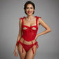 Midnight Tease Bow Corset 2 Piece Lingerie Set