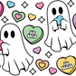 Valentine's Day Candy Hearts Ghostie Glass Cup, Mug & Tumbler with Lid and Straw