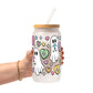 Valentine's Day Candy Hearts Ghostie Glass Cup, Mug & Tumbler with Lid and Straw