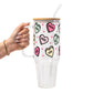 Valentines Day Candy Hearts Glass Cup, Mug & Tumbler with Lid and Straw
