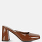 Neoplast Patent Pu Block Heeled Mules