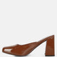 Neoplast Patent Pu Block Heeled Mules