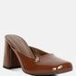 Neoplast Patent Pu Block Heeled Mules