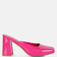 Neoplast Patent Pu Block Heeled Mules