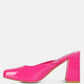Neoplast Patent Pu Block Heeled Mules