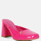 Neoplast Patent Pu Block Heeled Mules