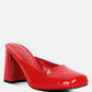 Neoplast Patent Pu Block Heeled Mules