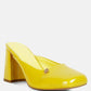 Neoplast Patent Pu Block Heeled Mules