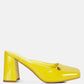 Neoplast Patent Pu Block Heeled Mules