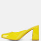 Neoplast Patent Pu Block Heeled Mules