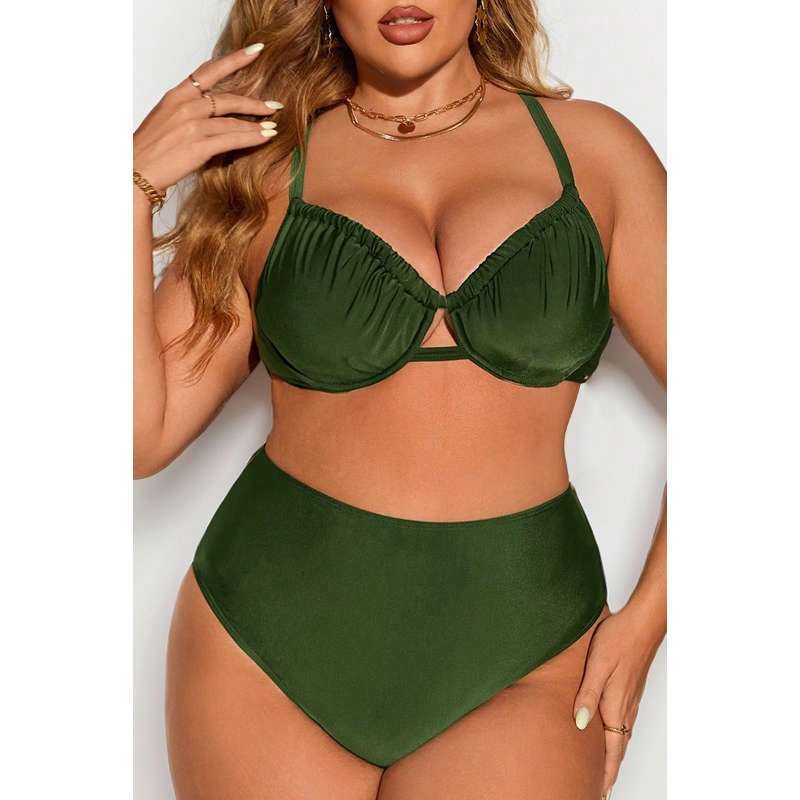 gathered pleats, sexy split bikini